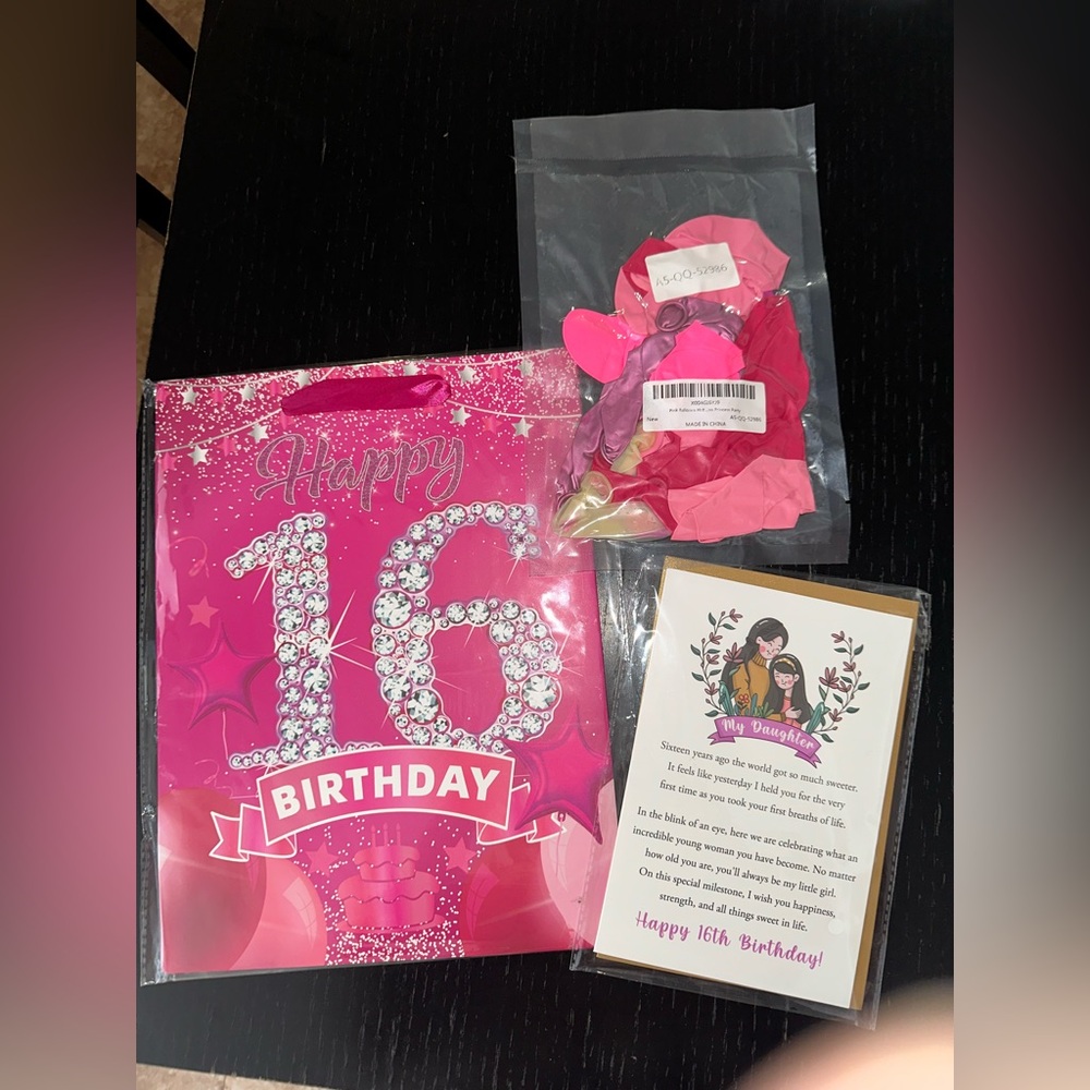 Pink Happy 16th Birthday Party Supplies Set